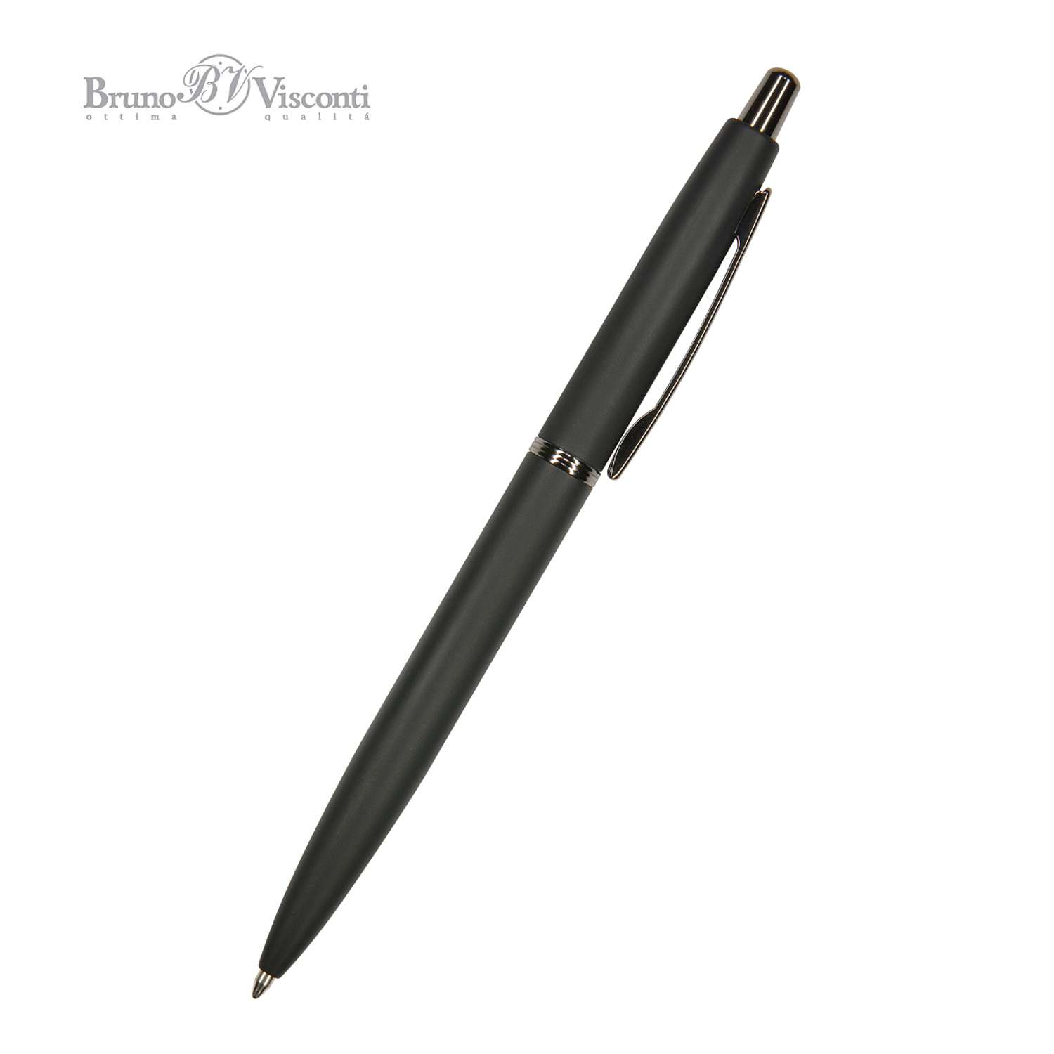 Ручка шариковая Bruno Visconti Автоматическая SAN REMO цвет корпуса черный 1 мм синий в металическом черном футляре - фото 4