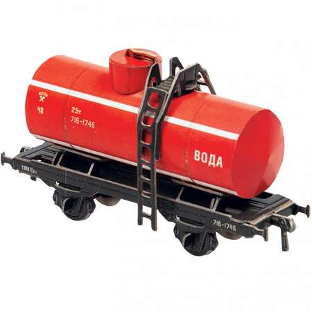 Сборная модель Умная бумага Железная дорога 1/87 Двухосная цистерна 25 м3 красная 386-3