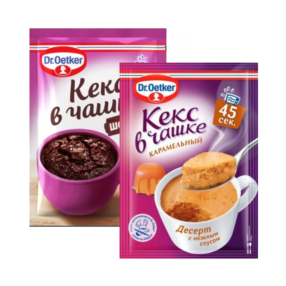 Десерт Кекс в чашке Dr.Oetker набор Карамель и Шоколад 106 г - фото 1