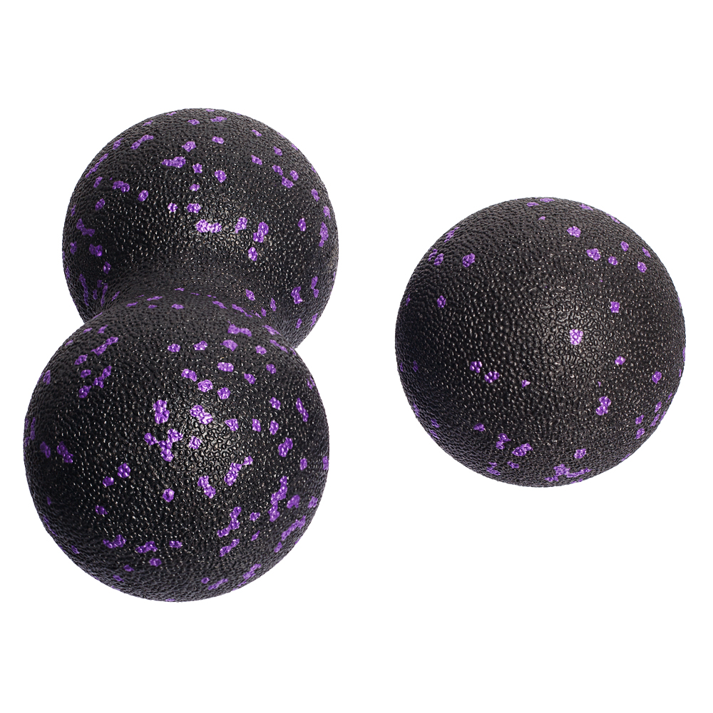 Набор массажных мячей STRONG BODY спортивных для МФР. Классический и сдвоенный: 8 см и 8х16 см. Черно-фиолетовый - фото 3