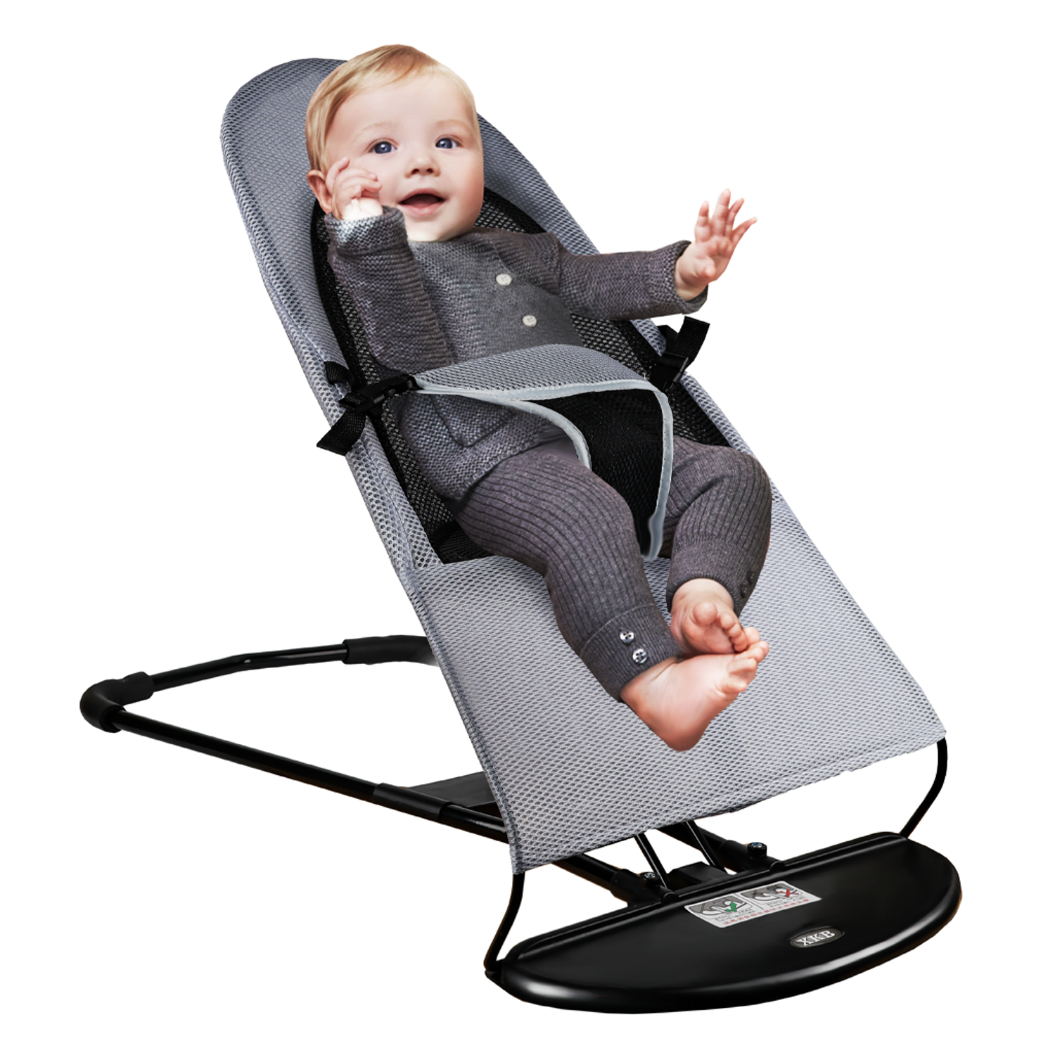 Балансирующий шезлонг Solmax для новорождённых / кресло-качалка с игровой дугой - фото 7