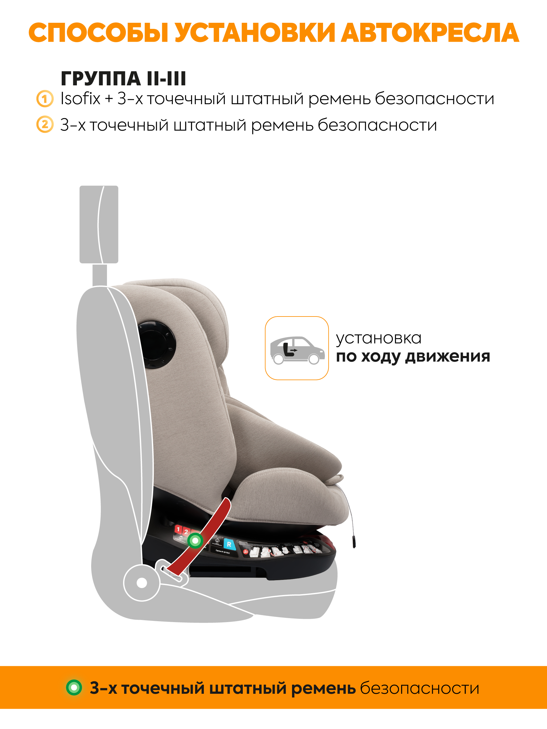 Автокресло JOVOLA Prime Isofix бежевый Isofix 0+/1/2/3 (0-36 кг) - фото 6