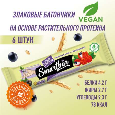 Протеиновые батончики Smartbar VEGAN Смородиновое мороженое 6 шт.x 30г