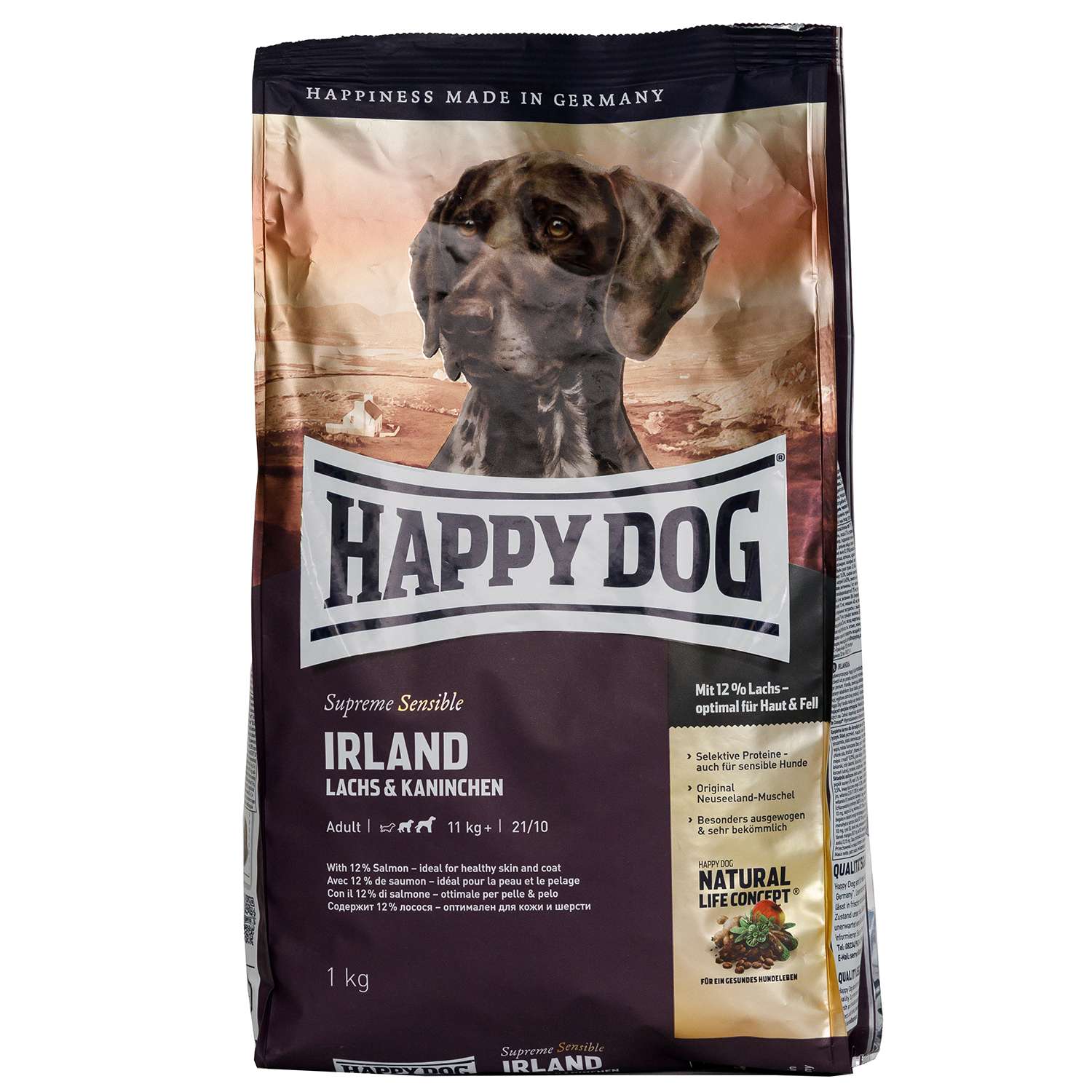 Корм для собак Happy Dog Supreme Sensible Ирландия лосось-кролик 1кг - фото 1