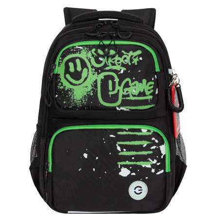 Рюкзак школьный Grizzly Черный-Зеленый RB-453-1/1