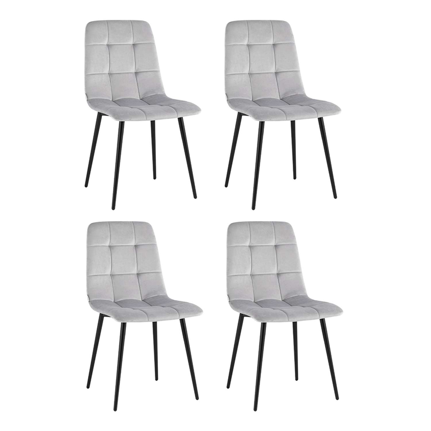 Комплект стульев Stool Group Одди велюр светло-серый 4 шт - фото 1
