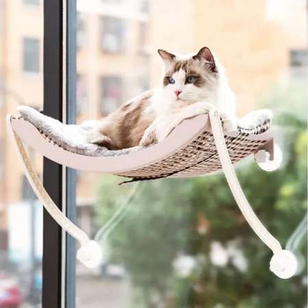 Гамак для кошек ZDK ZooWell на окно на присосках пластиковый с ковриком
