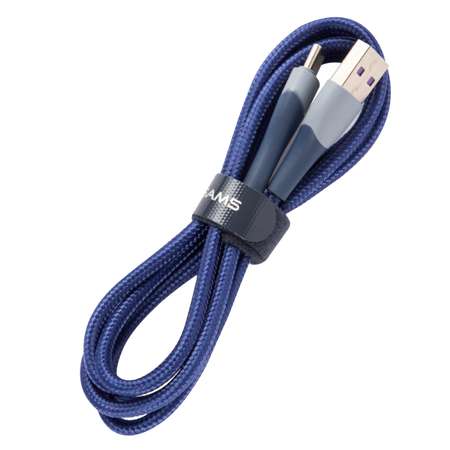 Дата-кабель USAMS SJ542 U77 USB - Type-C 3А с подсветкой нейлоновая оплетка 1.2m синий S