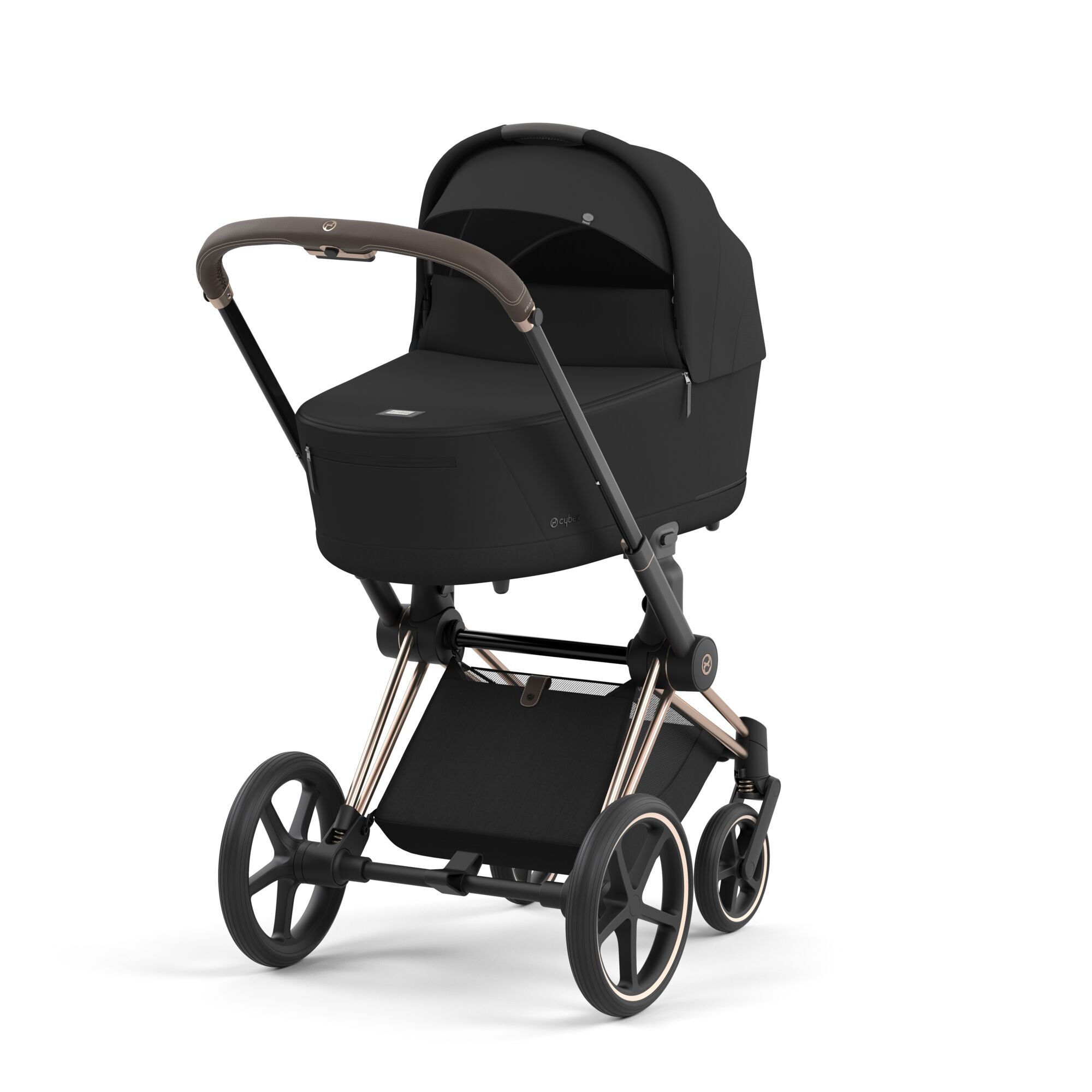 Коляска Cybex Priam IV Rosegold 2в1 Sepia Black в комплекте со спальным блоком Lux Carry Cot - фото 2