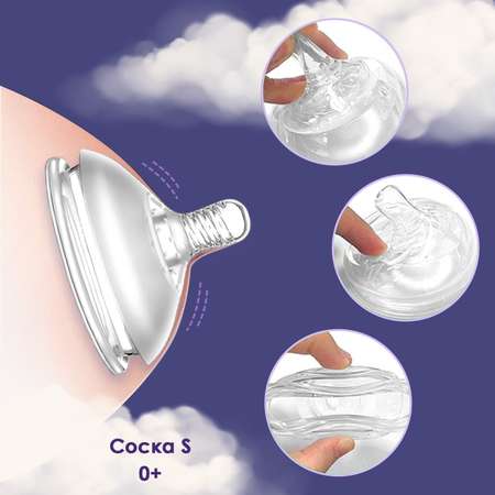 Соска для бутылочек в футляре KUNDER для новорожденных силиконовая с антиколиковым клапаном диаметр 7 см размер S (0м+)