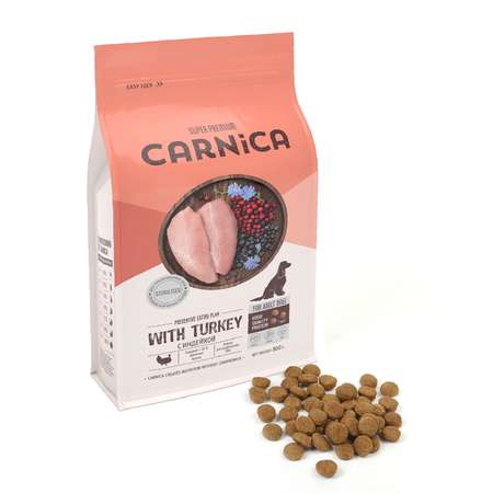 Корм для собак Carnica 0,8кг с индейкой для стерилизованных средних и крупных пород сухой