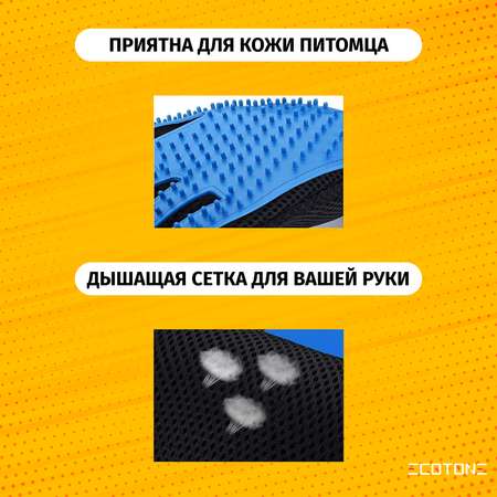 Перчатка-щётка Ecotone для вычесывания шерсти животных