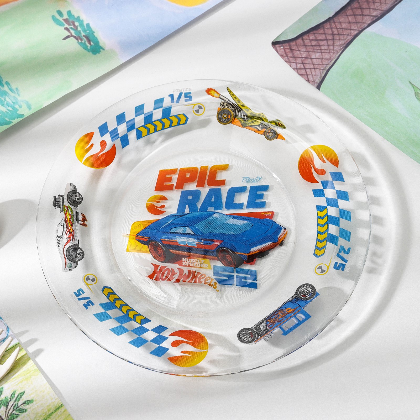 Набор посуды детский Sima-Land Hot Wheels Epic race миска кружка тарелка - фото 2