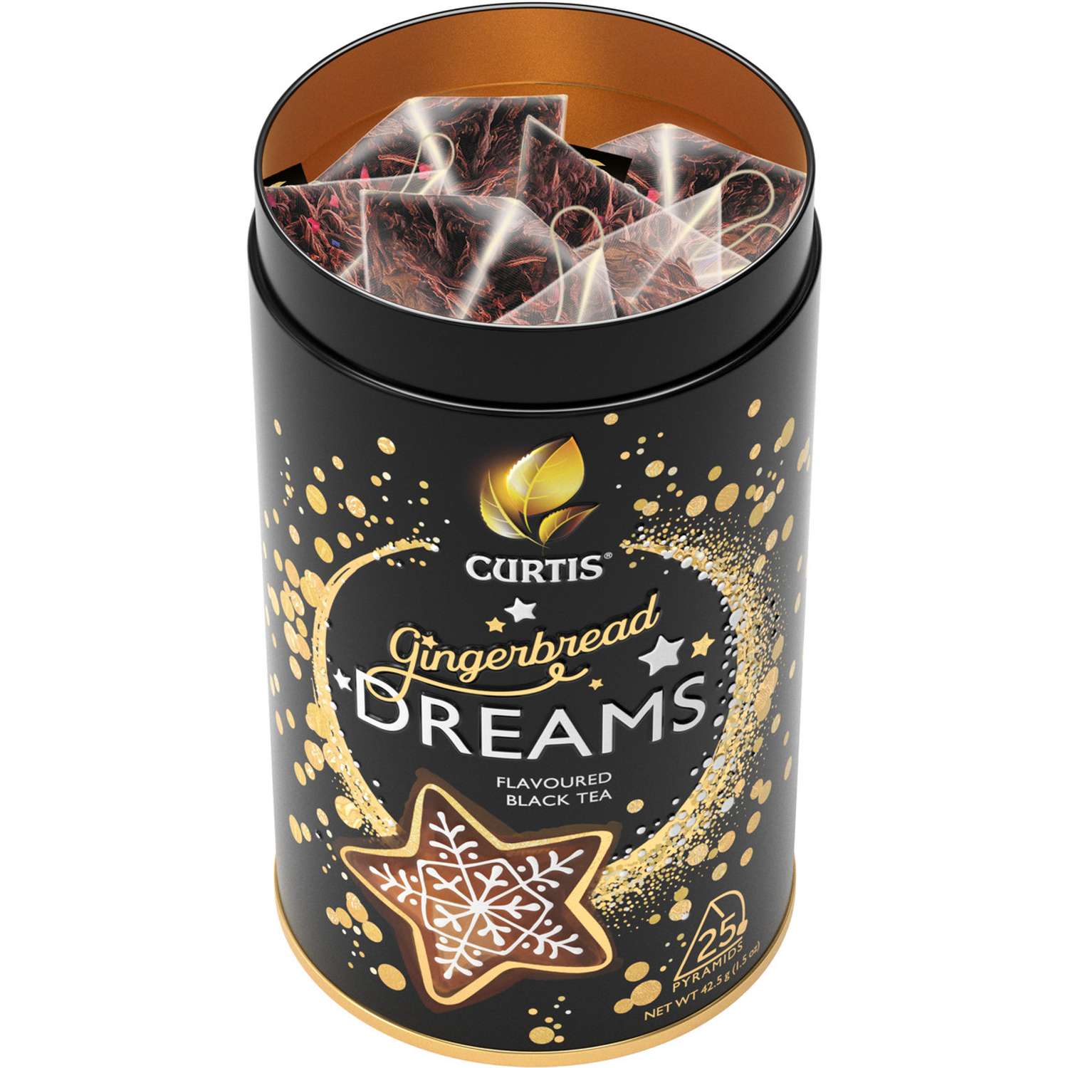 Чай черный Curtis Gingerbread Dreams 25 пирамидок имбирный пряник цедра апельсина корица подарочная упаковка - фото 4