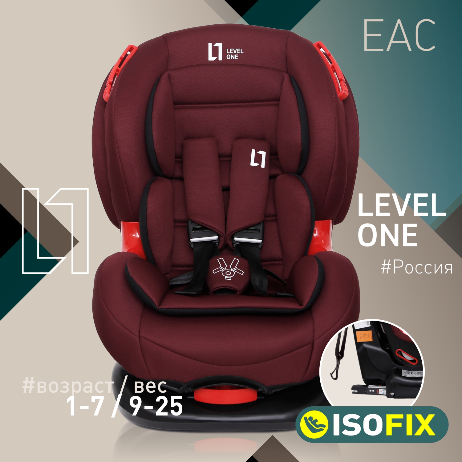 Автокресло Еду-Еду Level One Isofix 1/2 (9-25 кг) - фото 1