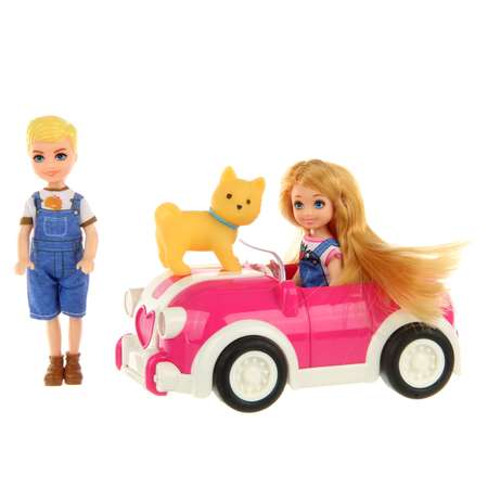 Кукла девочка и мальчик Veld Co с машиной и аксессуарами