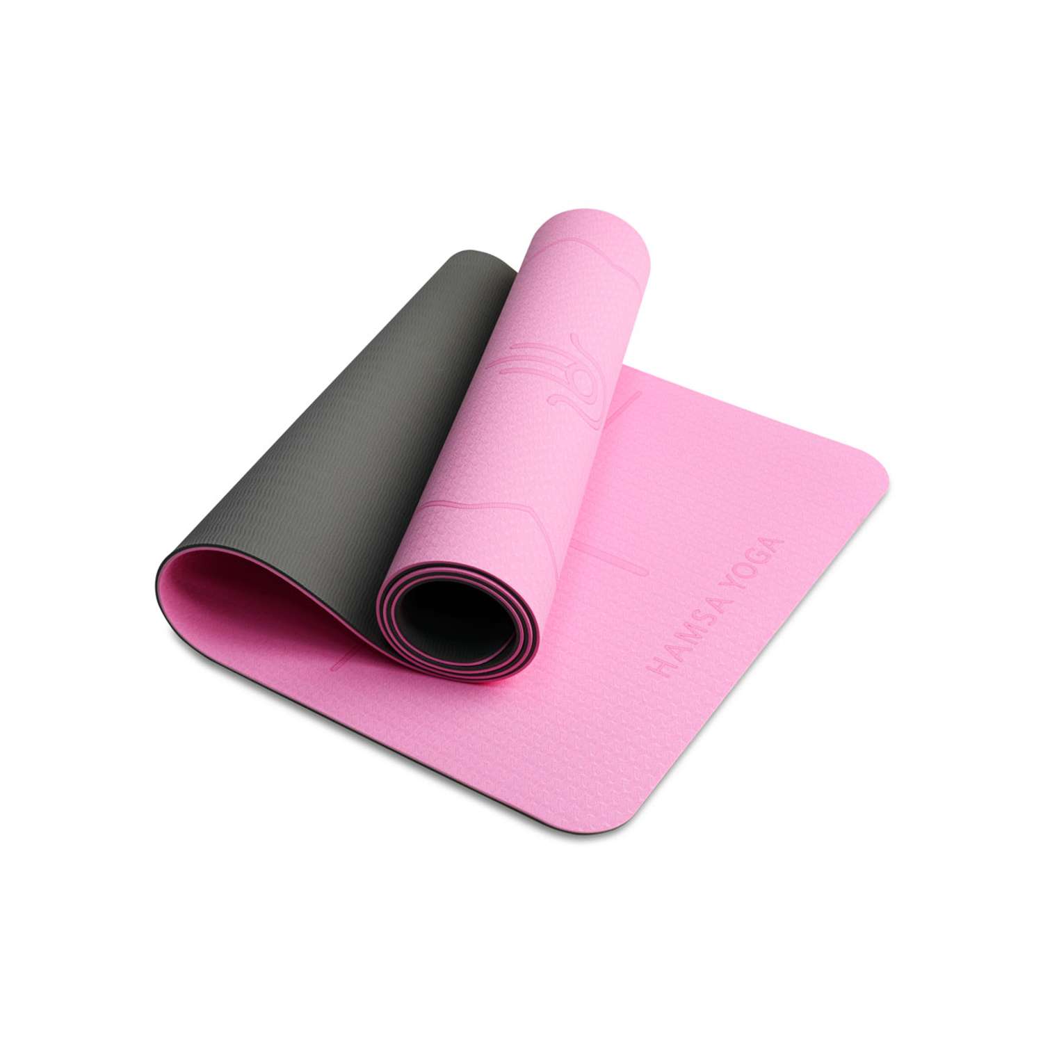 Коврик для йоги Hamsa Yoga фитнеса и гимнастики TPE 183х61х0.6 см розовый - фото 1
