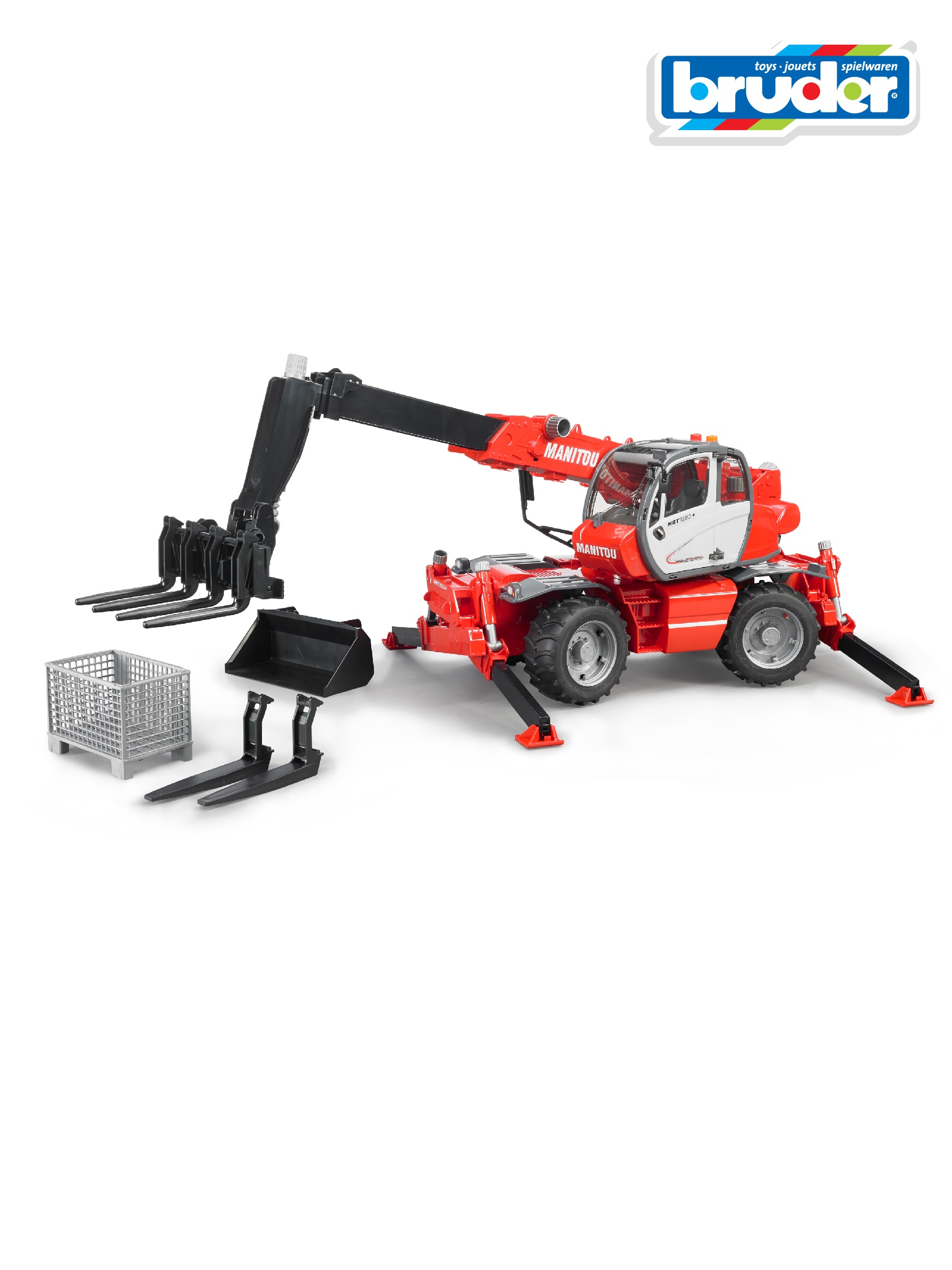 BRUDER, Погрузчик колесный Manitou MRT 2150 с телескопическим ковшом