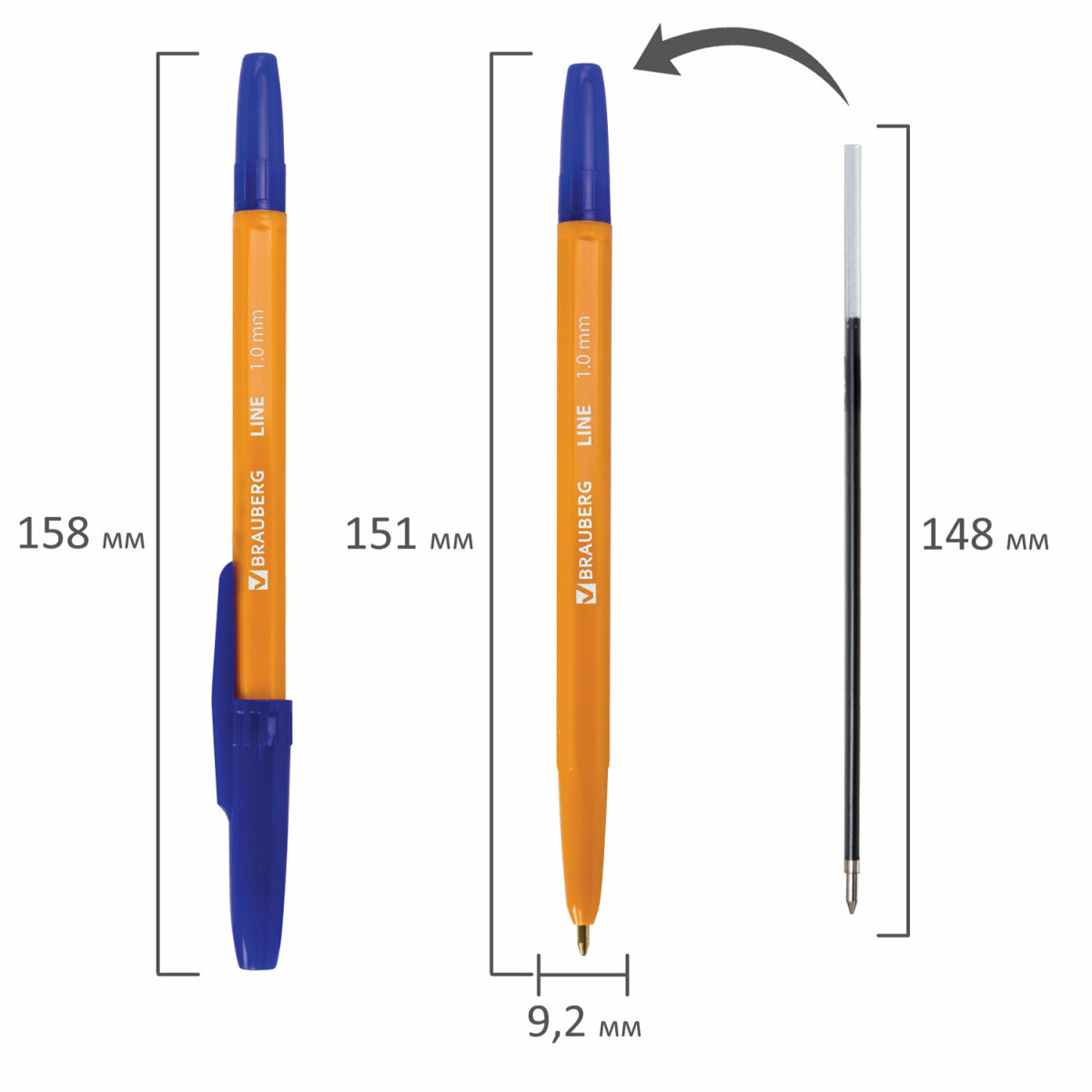 Ручки шариковые Brauberg Orange Line синие набор 50 штук - фото 12
