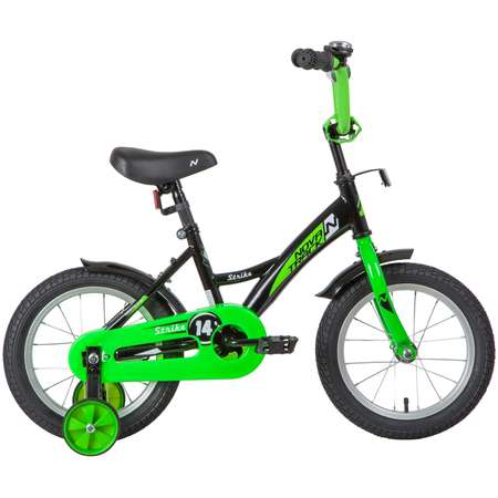 Велосипед 14 чёрно-зеленый. NOVATRACK STRIKE