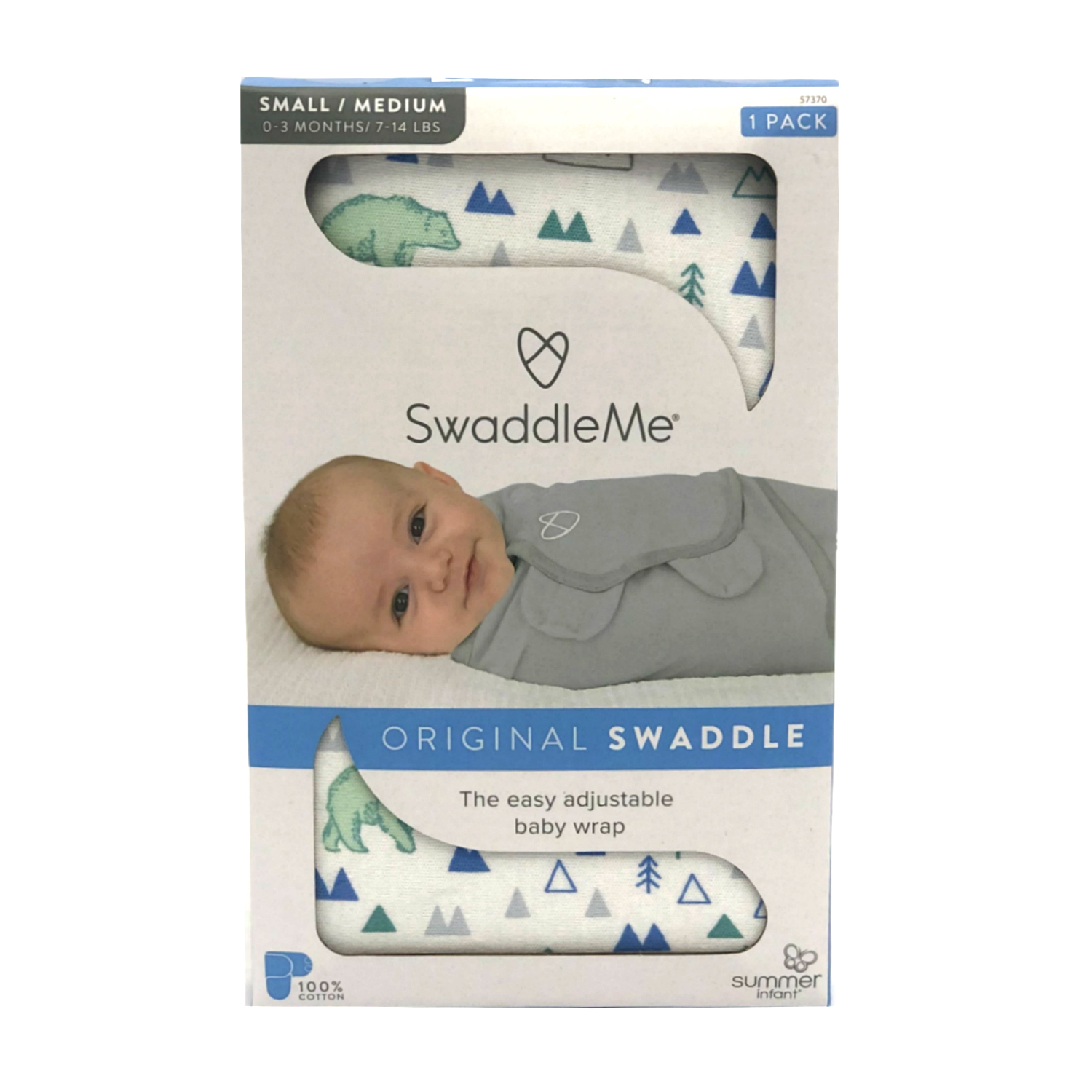 Конверт для пеленания Summer Infant SwaddleMe Мишки в лесу на липучке SM Голубой - фото 2