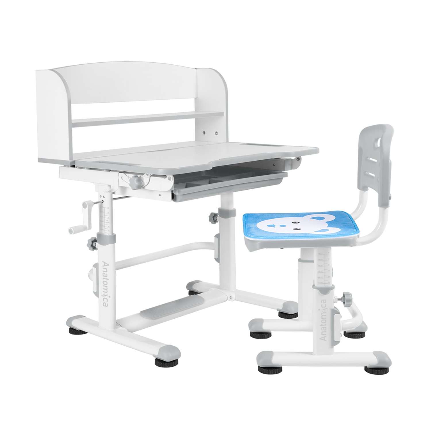 Комплект парта + стул Anatomica Legare белый/серый - фото 1