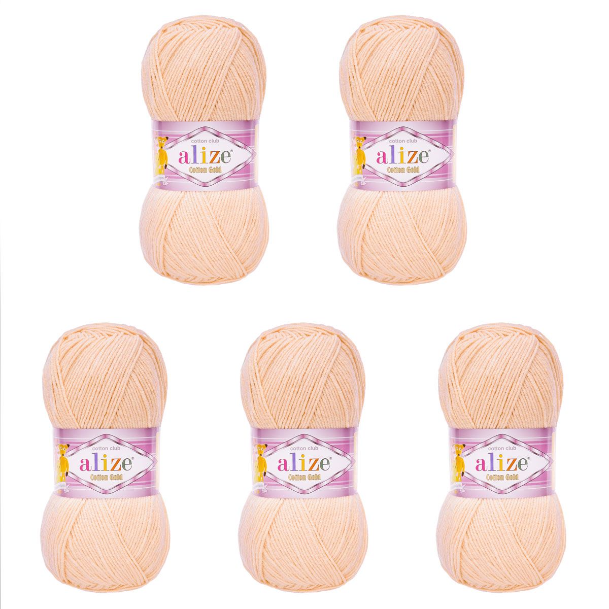 Пряжа Alize для теплой одежды пледов игрушек Cotton gold 100 гр 330 м 5 мотков 401 телесный - фото 6