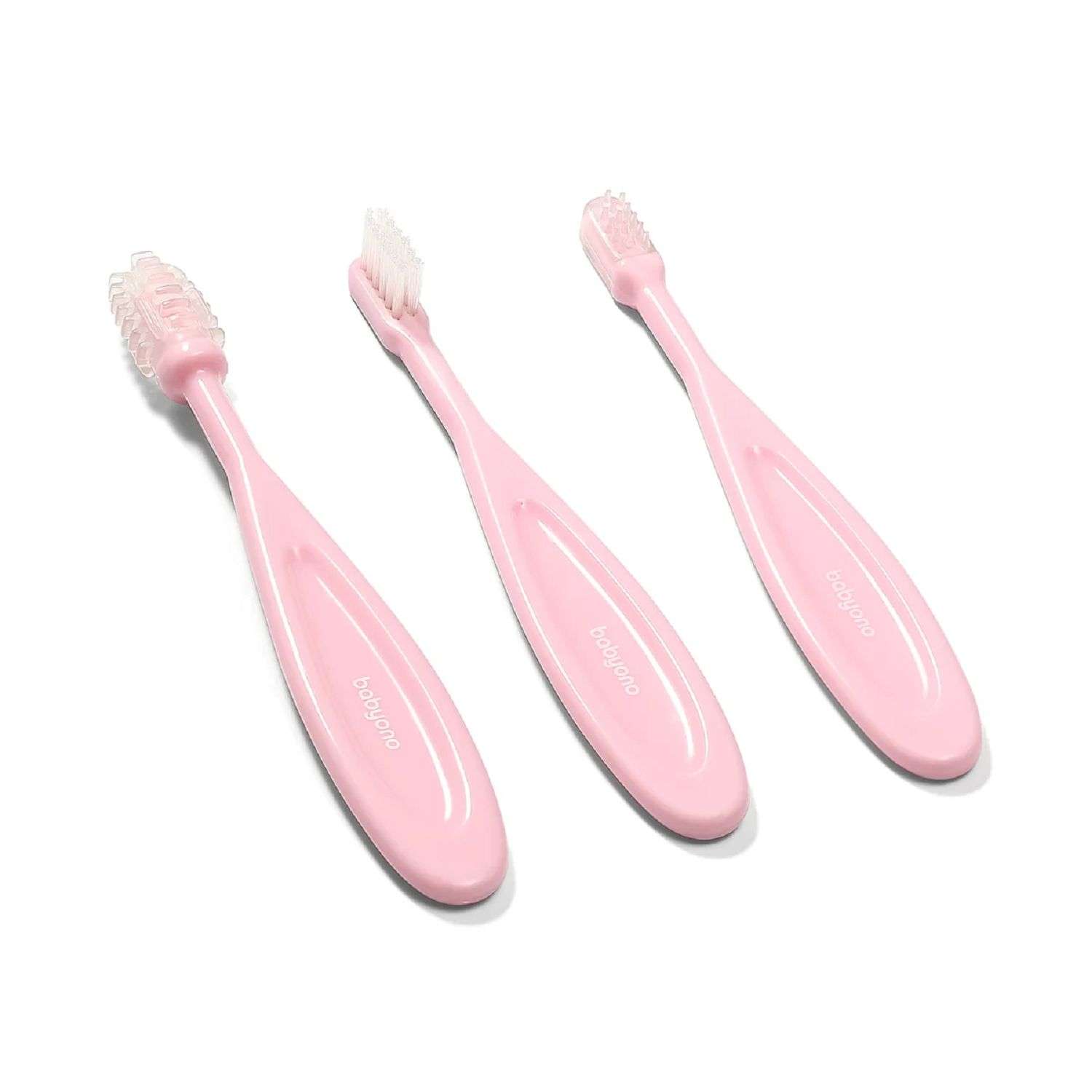 Набор зубных щеточек Babyono 3 шт Розовый 550 - фото 1