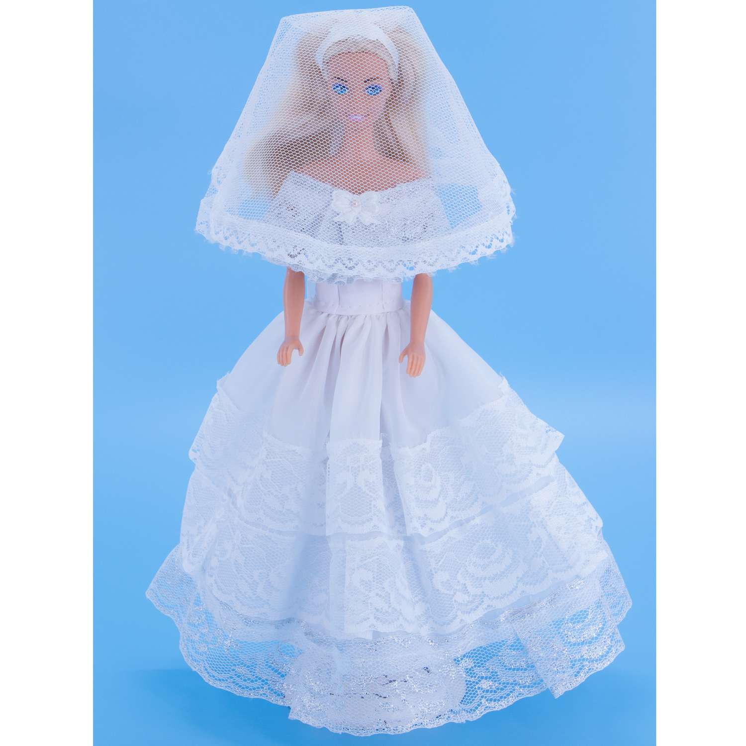 Одежда для кукол Модница 29 см Свадебное платье с фатой 1904 белый-серебро 1904белый&amp;серебро - фото 13