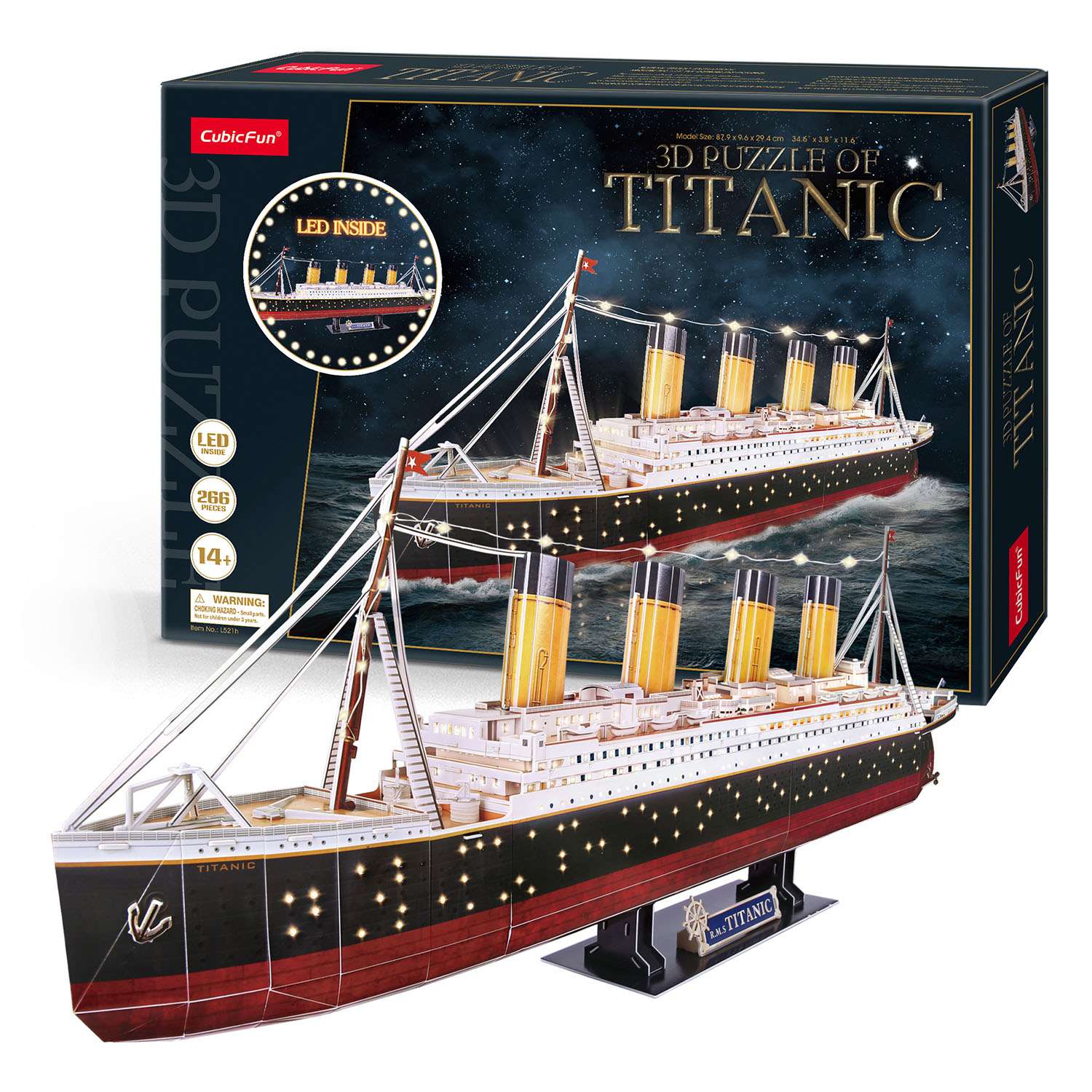 Пазл CubicFun Титаник с LED-подсветкой 3D 266деталей L521h - фото 4