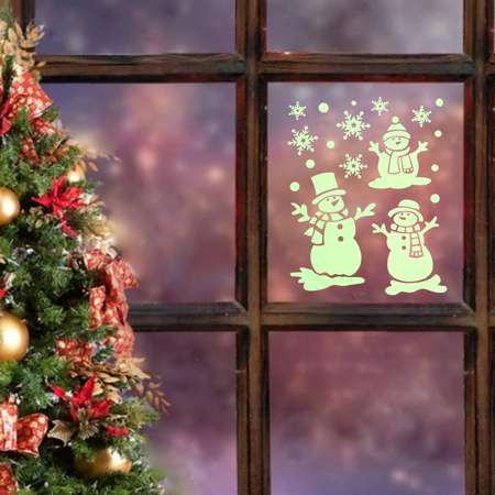 Наклейки Sima-Land на окна «Новогодние» снеговики 28 х 19 см