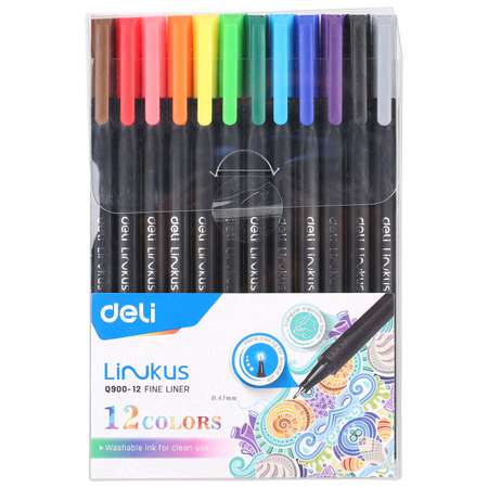 Ручки капиллярные Deli Linkus 12цветов 1204879