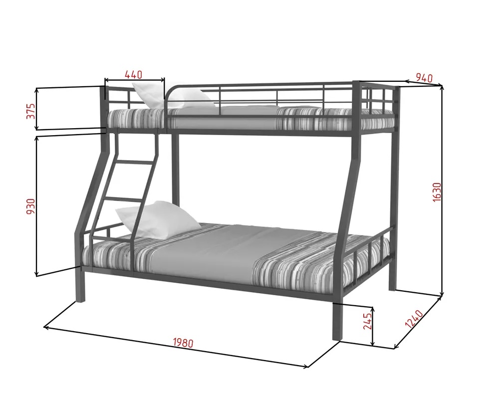 Кровать двухъярусная металлическая . Гранада 1 - фото 2