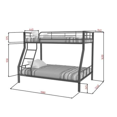 Кровать двухъярусная металлическая . Гранада 1