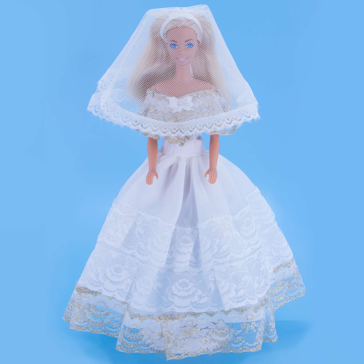 Одежда для кукол Модница 29 см Свадебное платье с фатой 1904 белый-золото 1904белый&amp;золото - фото 11