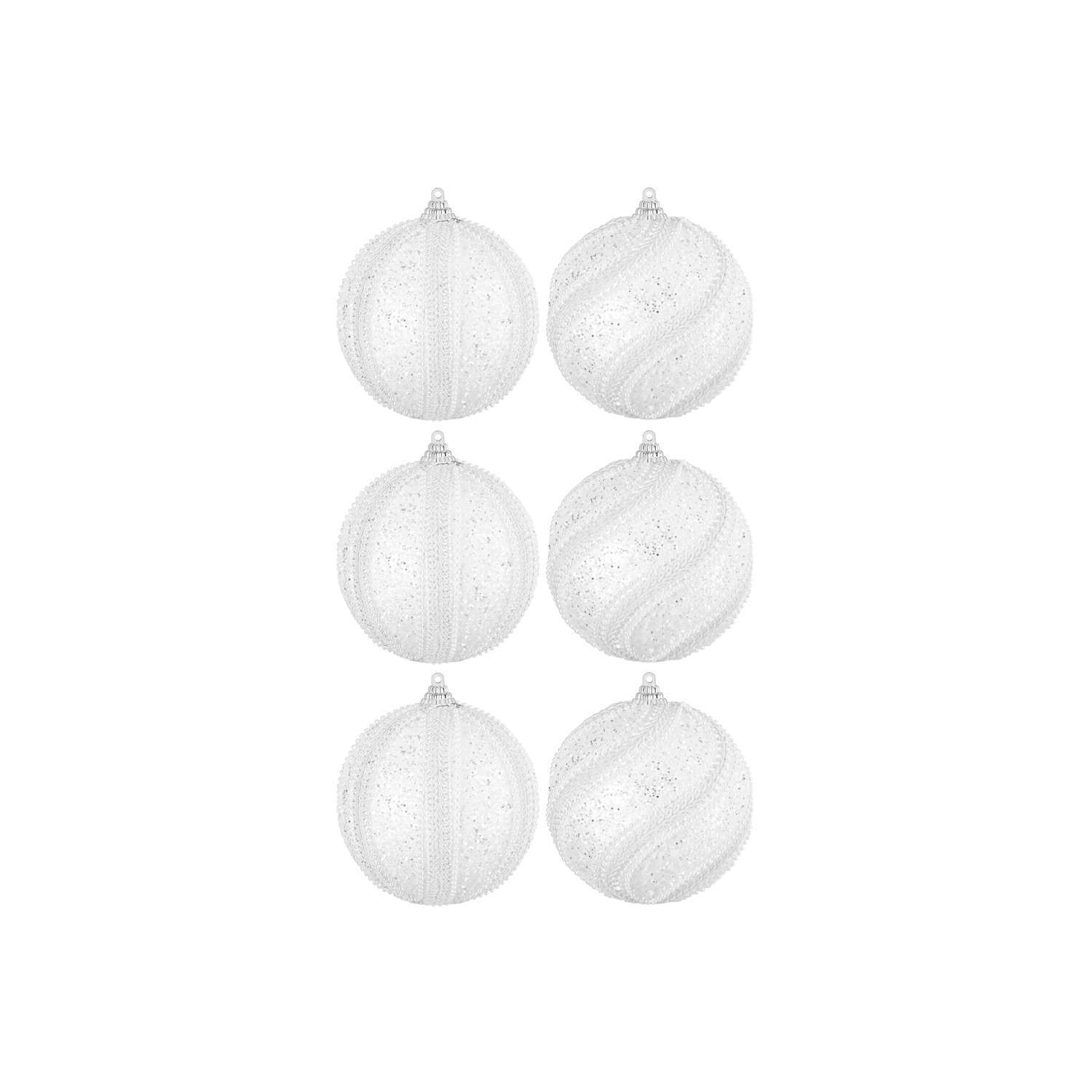 Набор Elan Gallery 6 новогодних шаров 9.5х9.5 см Жемчужины на белом - фото 1