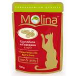 Корм влажный для кошек Molina 100г цыпленок с говядиной в соусе пауч