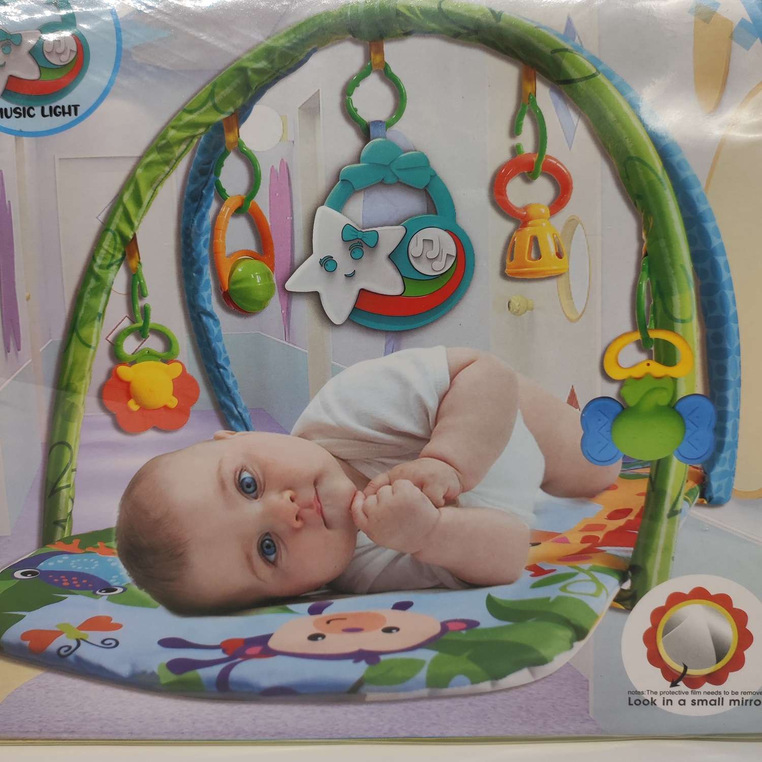 Коврик мягкий для малышей S+S TOYS с подвесными погремушками 2299016 - фото 13