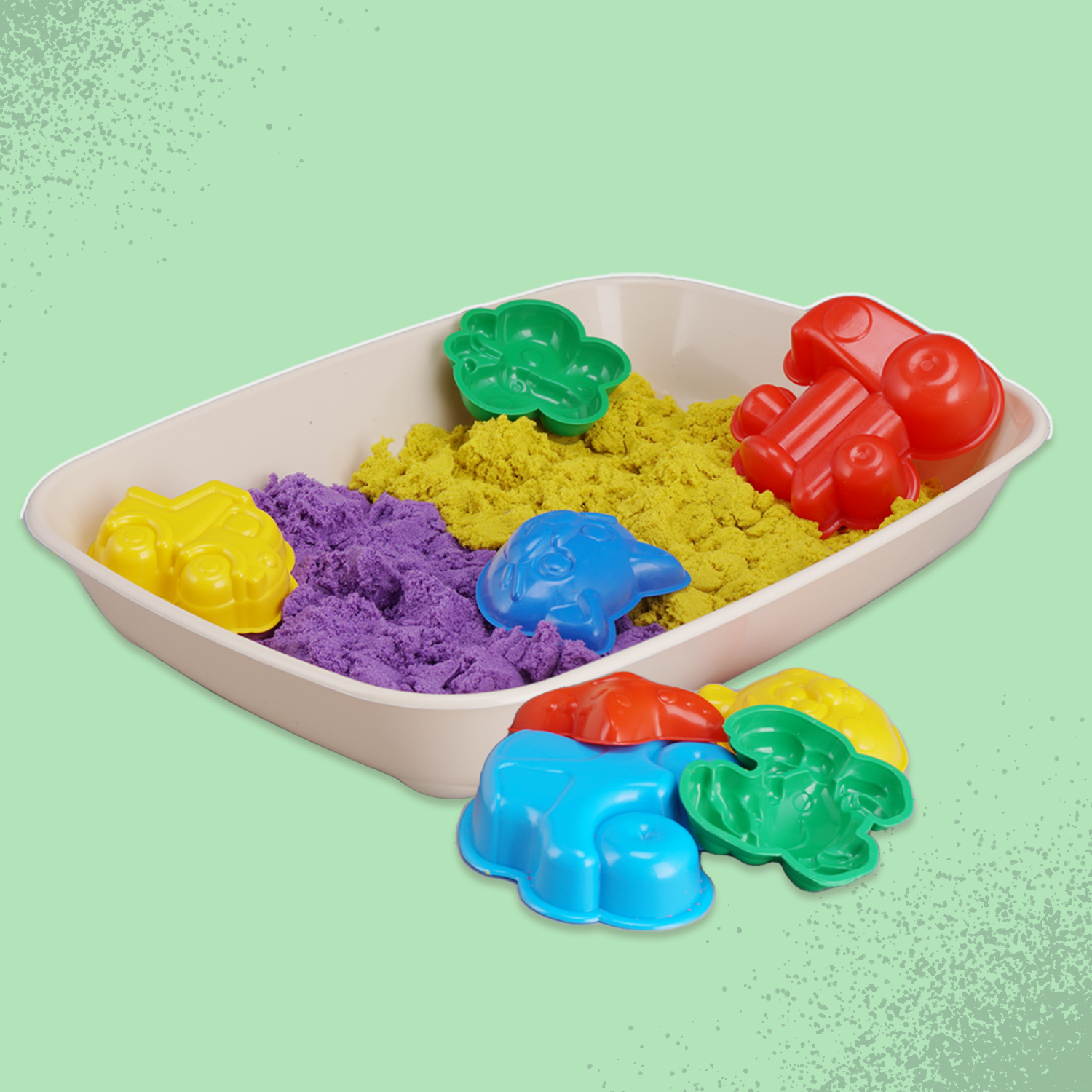 Песок для лепки LORI разноцветный кинетический для творчества с песочницей и формочками - фото 1