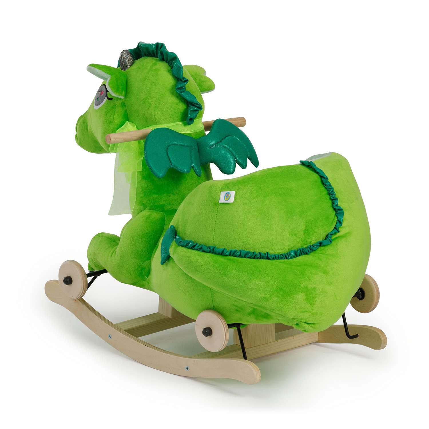 Качалка Тутси мягкая Дракон Драго с колесиками зеленый - фото 7