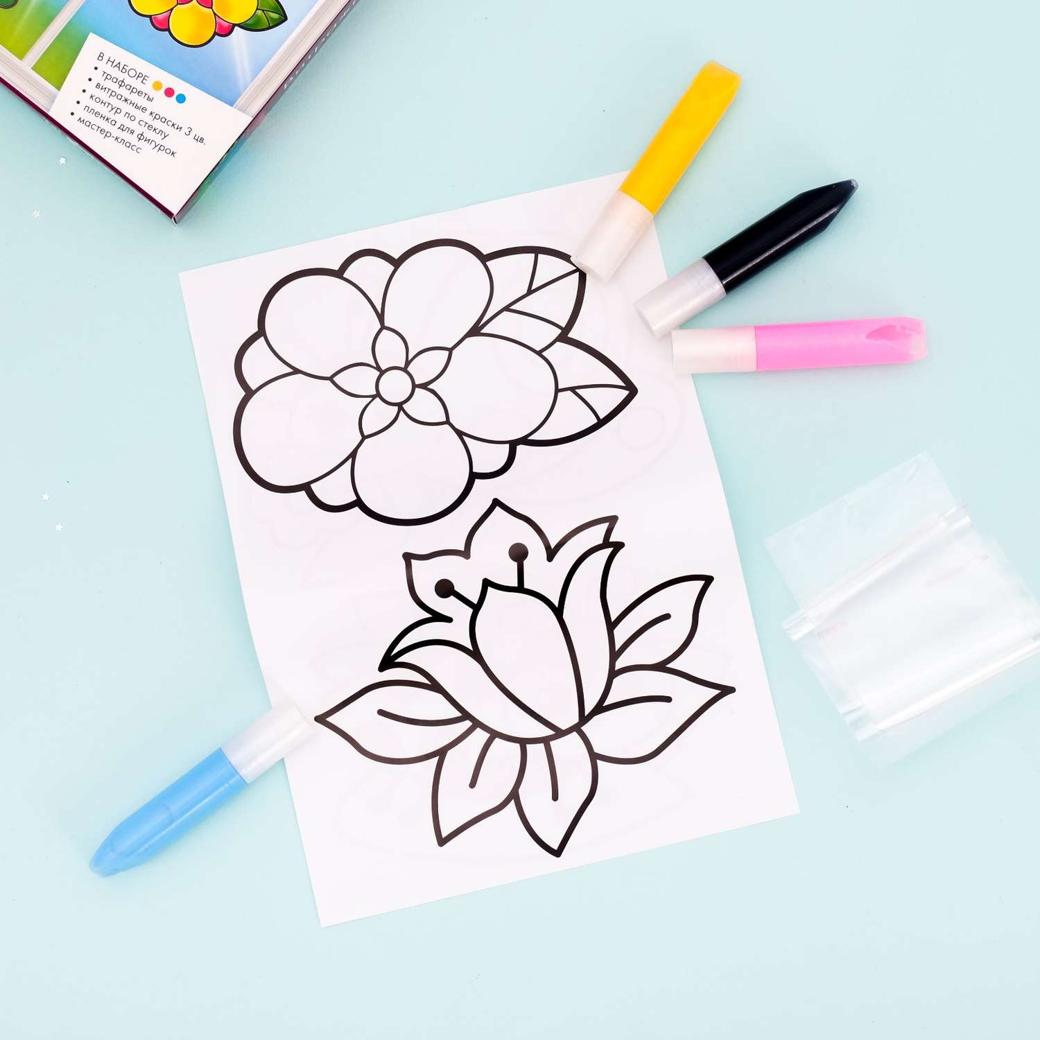 Набор для рисования Школа Талантов Витражные фигурки Цветы и бабочки Школа Талантов - фото 4