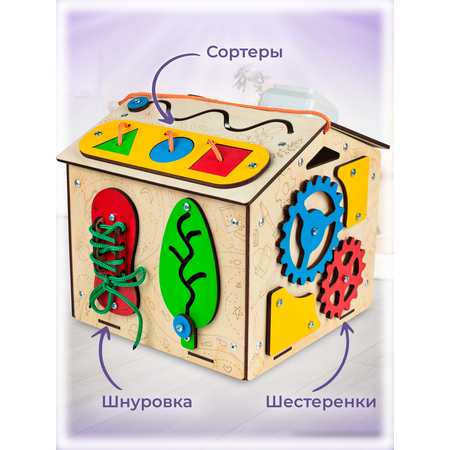 Бизиборд Деревянный Дом черепаха