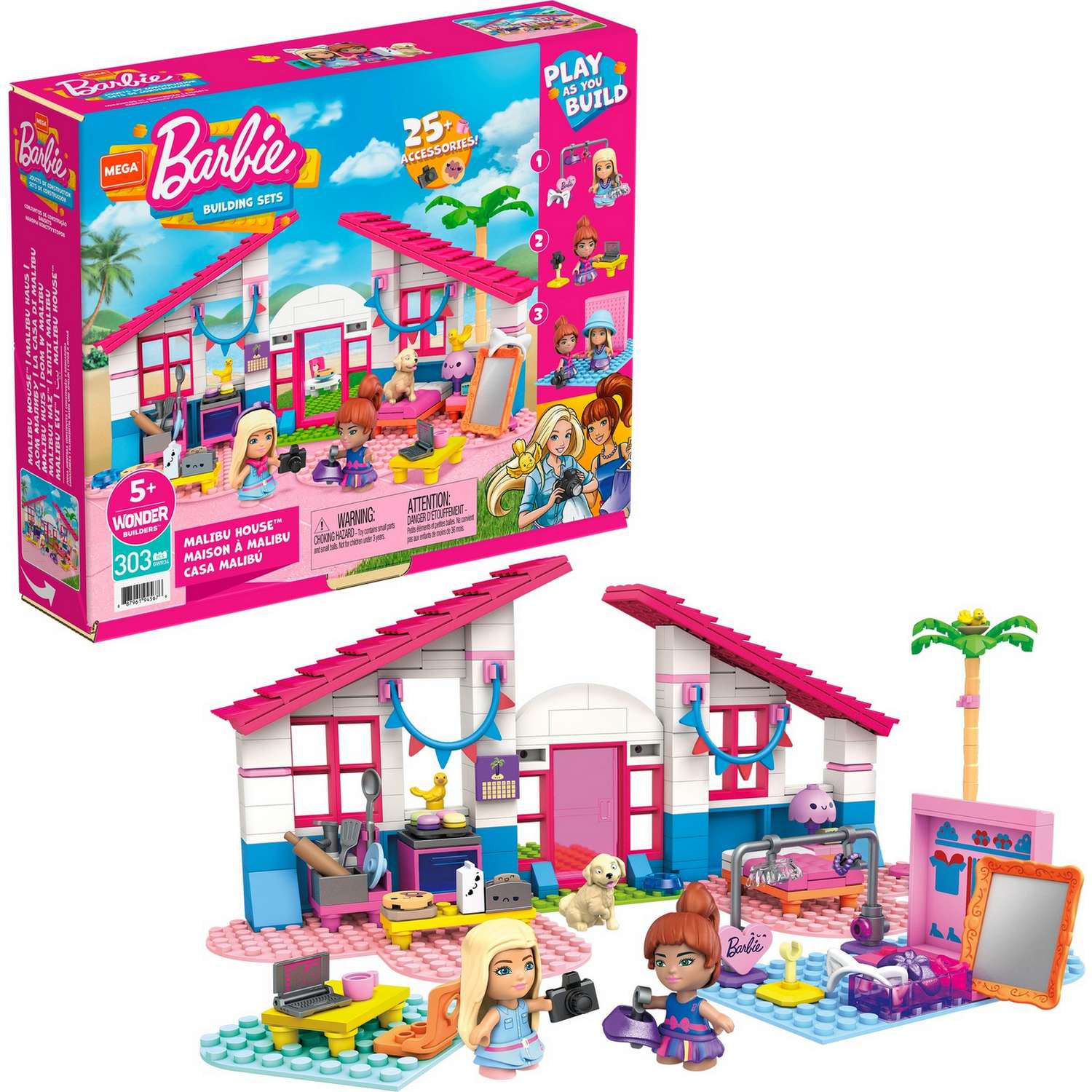 Конструктор Mega Construx Barbie Домик мечты блочный - фото 12