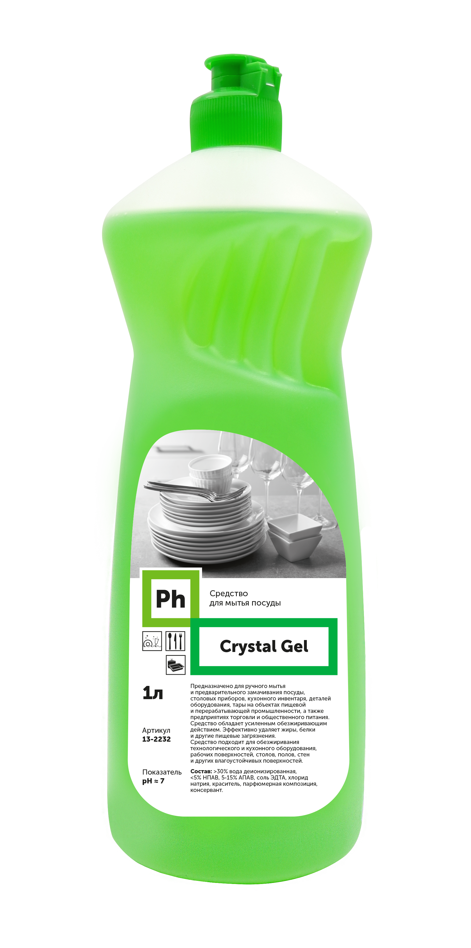 Средство для мытья посуды Ph Crystal Gel гель 1 литр - фото 1