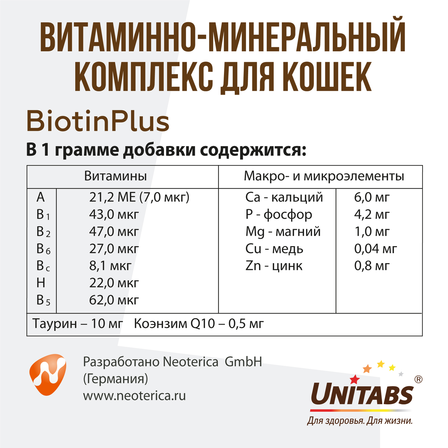 Витамины для кошек Unitabs Biotin Plus с Q10 паста 120мл - фото 6