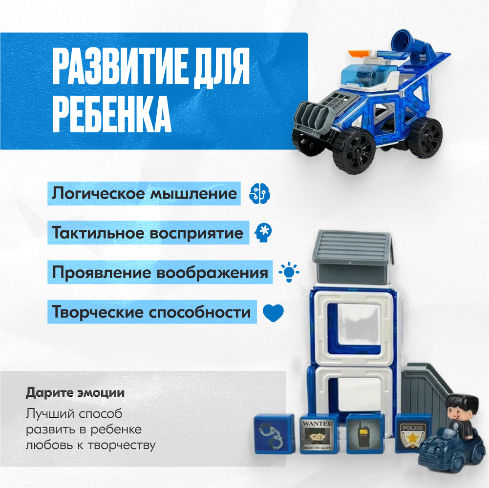 Игрушка LX Магнитный конструктор Полиция 50 деталей - фото 4