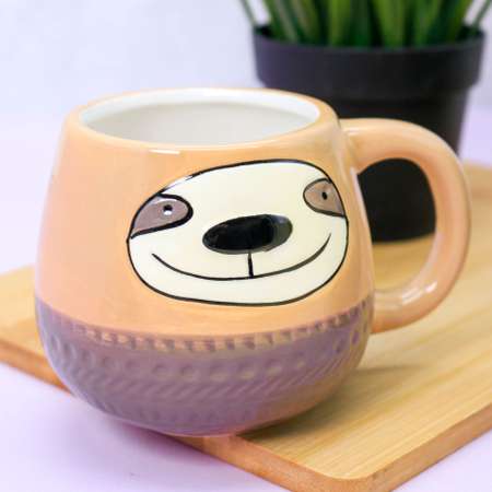 Кружка керамическая iLikeGift Happy sloth brown