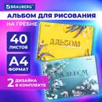 Альбом для рисования Brauberg на спирали А4 40 листов набор 2 штуки