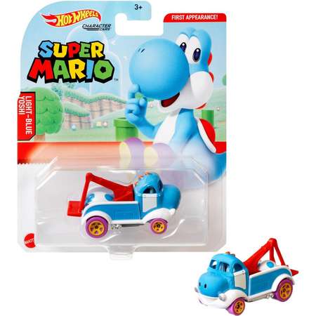 Машинка Hot Wheels Герои компьютерных игр Super Mario Йоши Светло-голубой GRM39