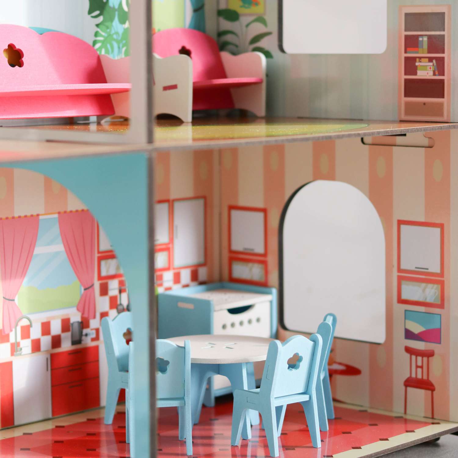 Кукольный домик энчантималс Alatoys игровой центр для барби 3 этажа 6 комнат КД02 - фото 13
